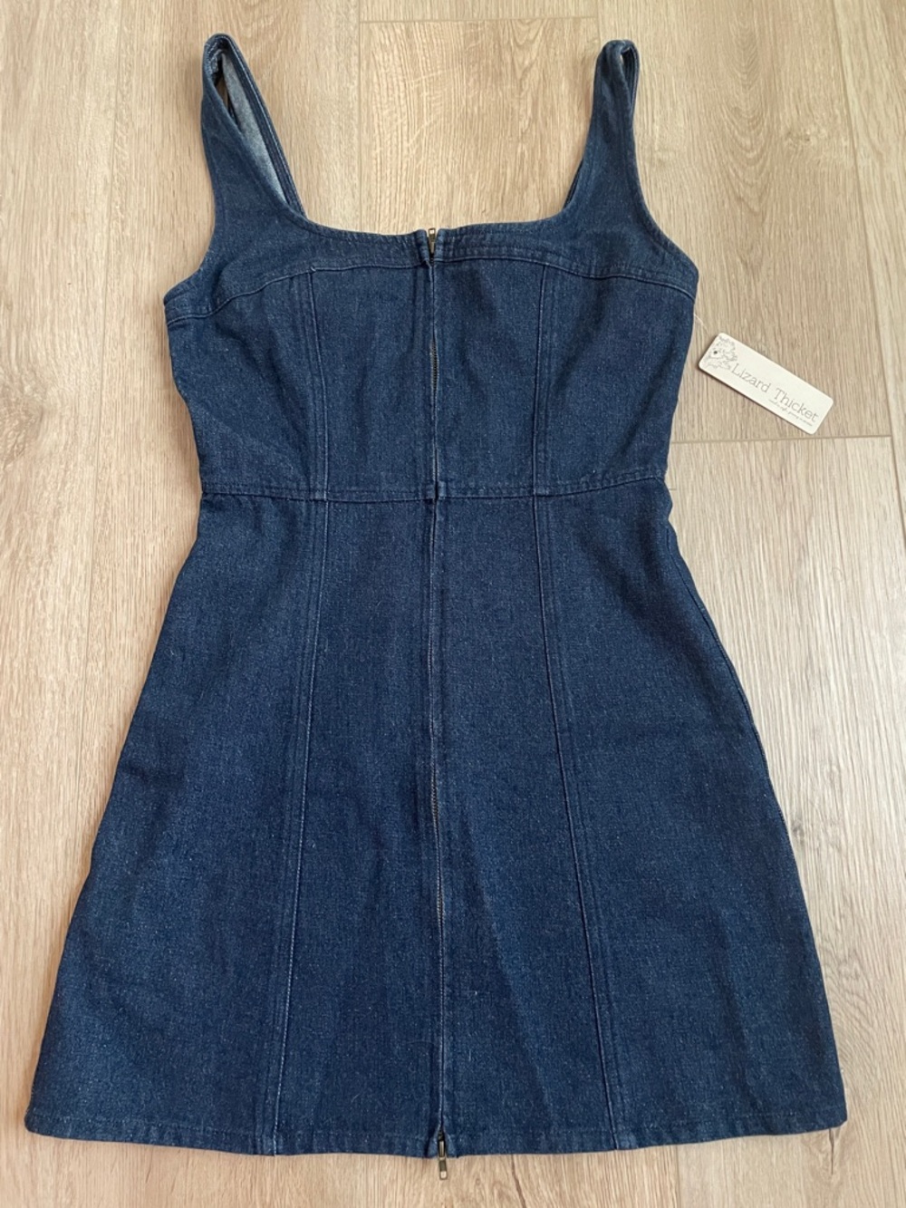 Anna Grace Dark Blue Denim Zip Up Dress